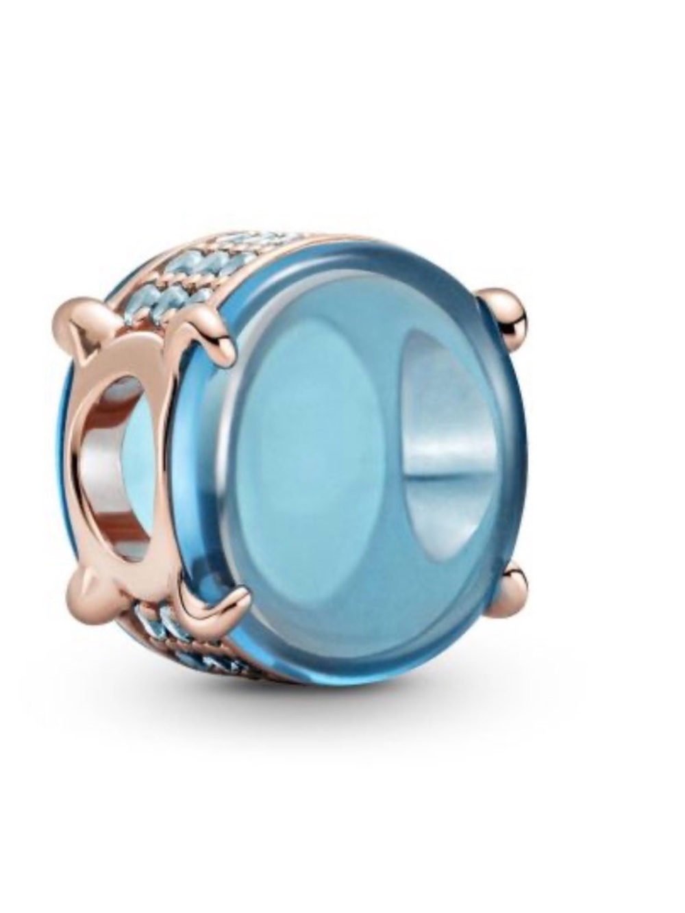 Pandora Rose Gold Plated Blue cabochon Charm